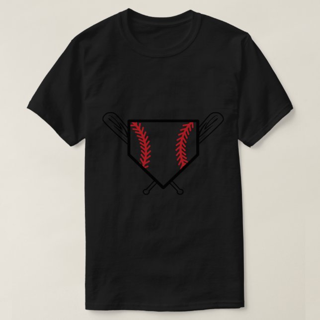 Baseball Home Plate med fladdermus Sticker T Shirt (Design framsida)