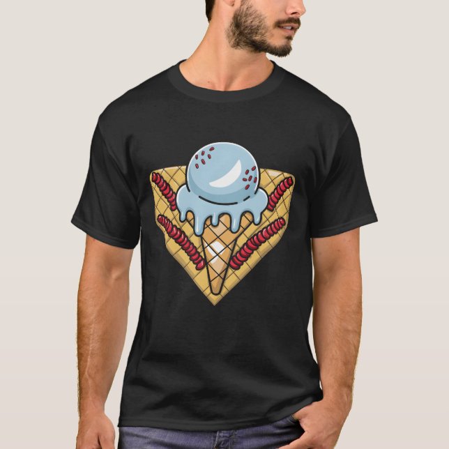 Baseball Home Plats Dripping Ice Cream Drip Baseba T Shirt (Framsida)