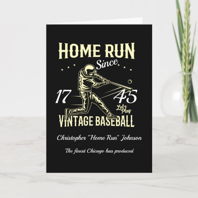 Baseball Home Springa Retro Birthday Kort (Framsida)