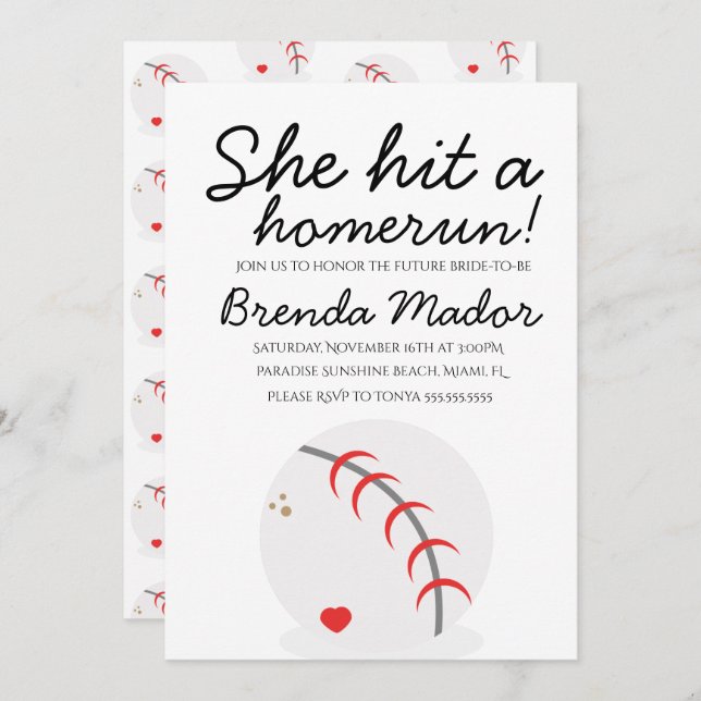 Baseball Homerun Sports Älskare Möhippa Inbjudningar (Fram/baksida)