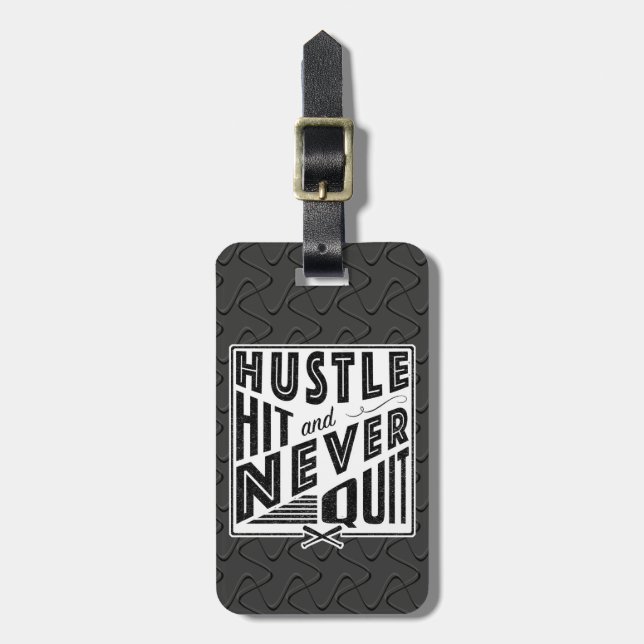 Baseball Hustlie Slå och avsluta aldrig Märkrn Bag Bagagebricka (Vertikal Framsida)