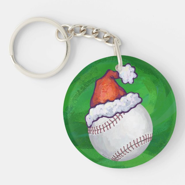 Baseball i Santa Hat på Grönt (Framsidan)