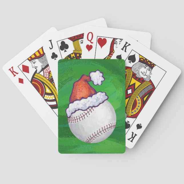 Baseball i Santa Hat på Grönt Kortlek (Baksidan)