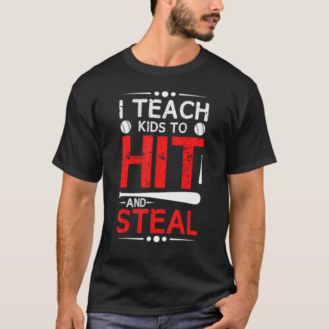 Baseball I tränar barnen till Slå och stel sport M T Shirt (Framsida)