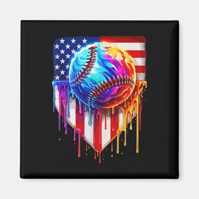 Baseball Ice Cream American Flagga Drift Magnet (Framsidan)