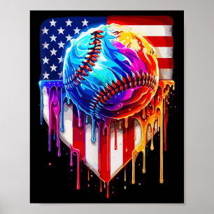 Baseball Ice Cream American Flagga Drift Poster