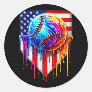 Baseball Ice Cream American Flagga Drift Runt Klistermärke