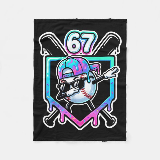 Baseball Ice Cream Drip 67 Player Dabbing Six Seve Fleecefilt (Framsidan)