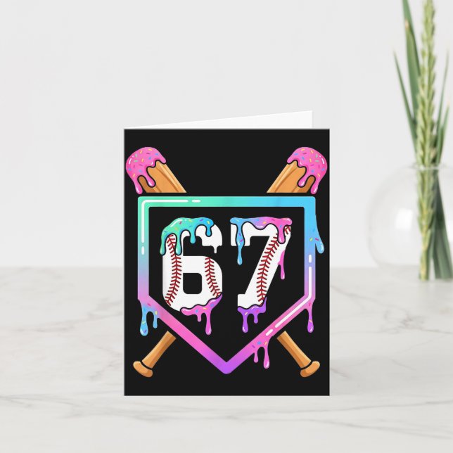 Baseball Ice Cream Drip 67 Player Dabbing Six Seve Kort (Framsida)