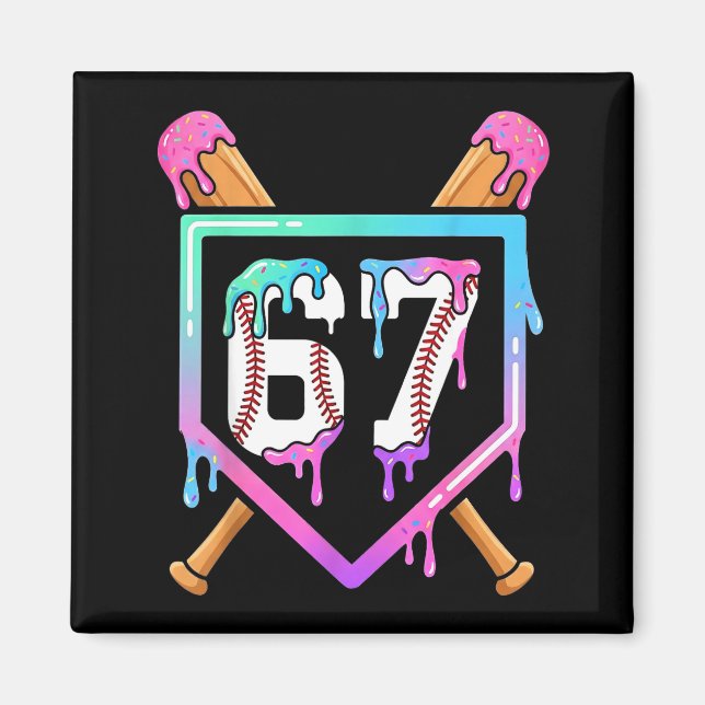 Baseball Ice Cream Drip 67 Player Dabbing Six Seve Magnet (Framsidan)