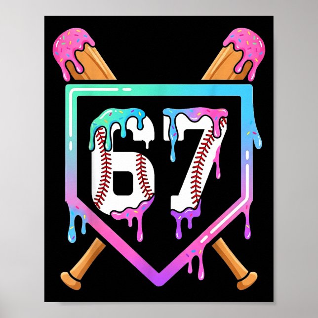 Baseball Ice Cream Drip 67 Player Dabbing Six Seve Poster (Framsidan)