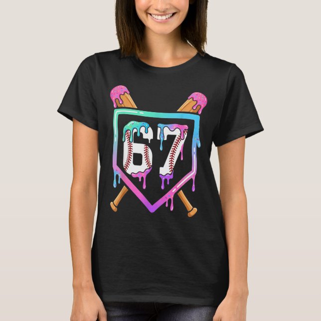 Baseball Ice Cream Drip 67 Player Dabbing Six Seve T Shirt (Framsida)