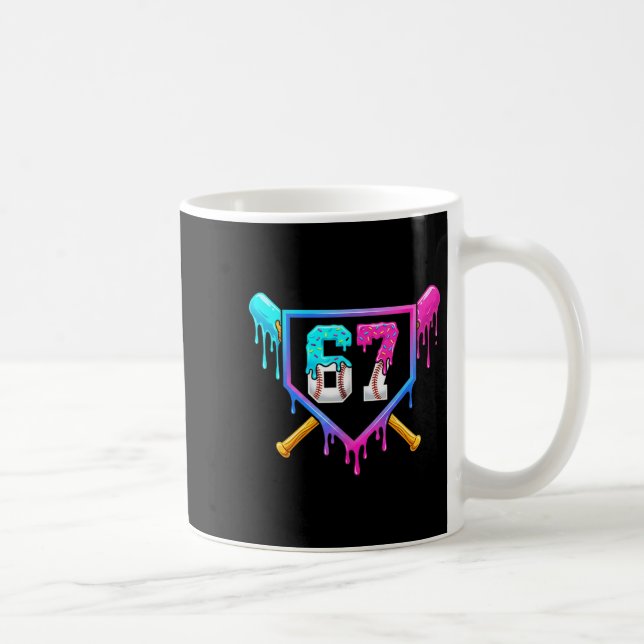 Baseball Ice Cream Drip 67 Six Seven Meme Number 6 Kaffemugg (Höger)