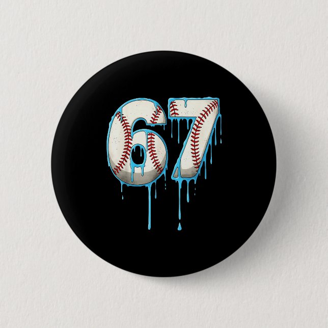 Baseball Ice Cream Drip 67 Six Seven Meme Number 6 Knapp (Framsida)