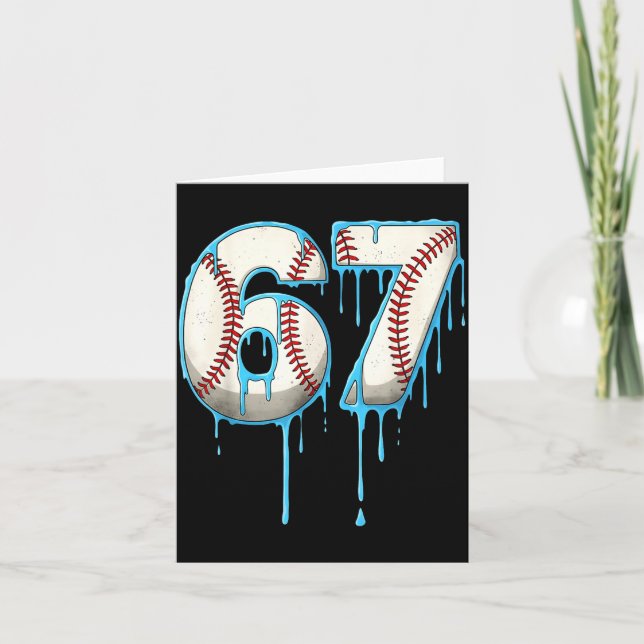 Baseball Ice Cream Drip 67 Six Seven Meme Number 6 Kort (Framsida)