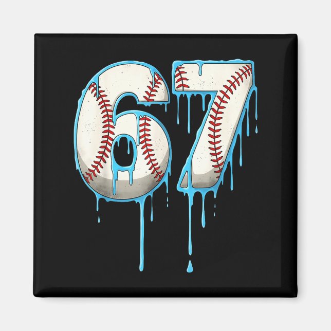 Baseball Ice Cream Drip 67 Six Seven Meme Number 6 Magnet (Framsidan)