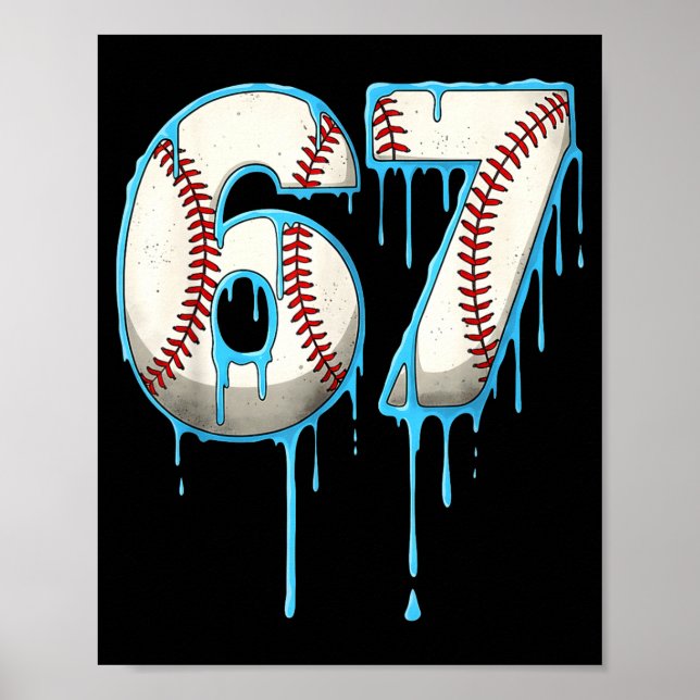 Baseball Ice Cream Drip 67 Six Seven Meme Number 6 Poster (Framsidan)