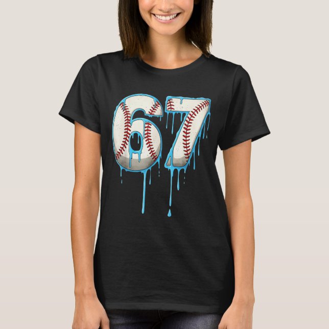Baseball Ice Cream Drip 67 Six Seven Meme Number 6 T Shirt (Framsida)
