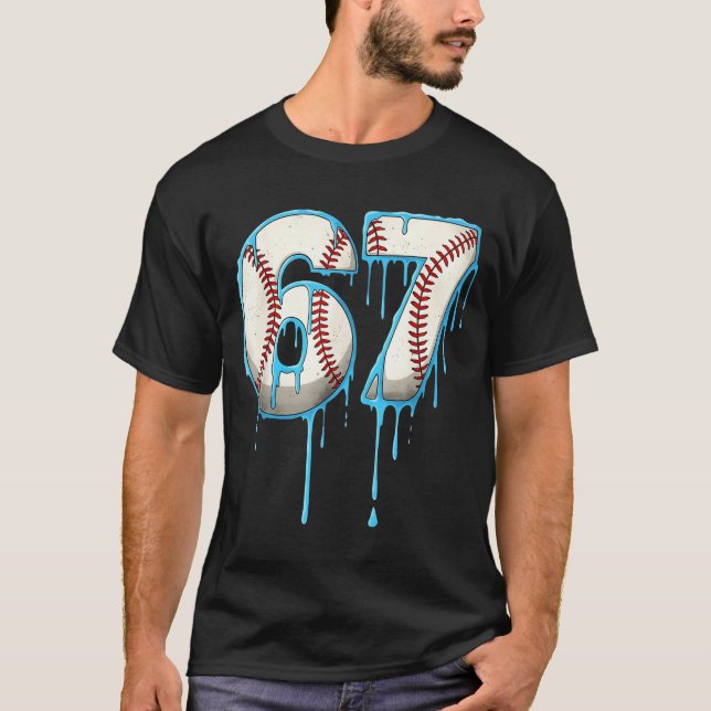 Baseball Ice Cream Drip 67 Six Seven Meme Number 6 T Shirt (Framsida)