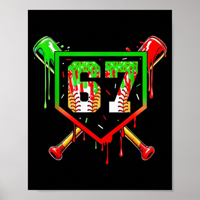 Baseball Ice Cream Drip Number 67 Player 6 7 Chris Poster (Framsidan)