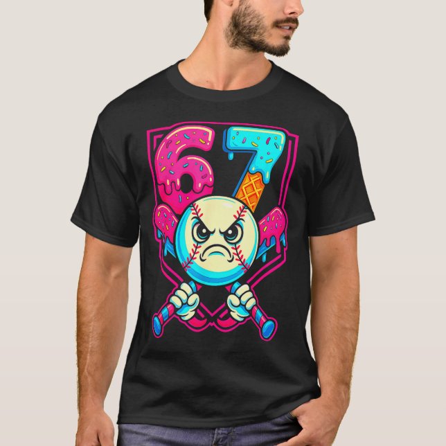 Baseball Ice Cream Drip Number 67 Six Seven Meme 6 T Shirt (Framsida)