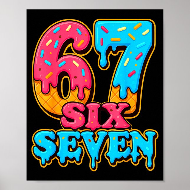 Baseball Ice Cream Drip Number 67 Six Seven Meme C Poster (Framsidan)
