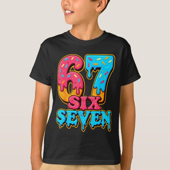 Baseball Ice Cream Drip Number 67 Six Seven Meme C T Shirt (Framsida)