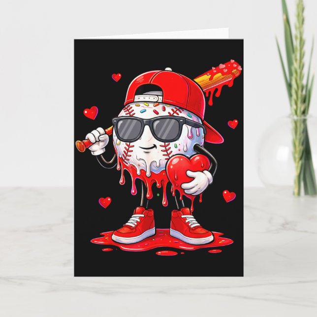 Baseball Ice Cream Drip Valentines Day Shirts For  Kort (Framsida)