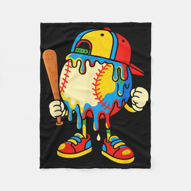 Baseball Ice Cream Drip Youth Back To School Baseb Fleecefilt (Framsidan)