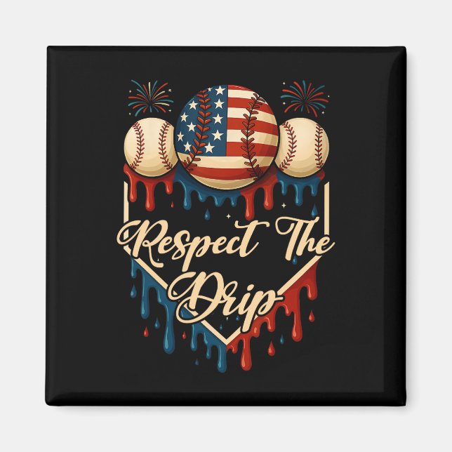 Baseball Ice Cream - dropp 4:e juli - respekt för Magnet (Framsidan)