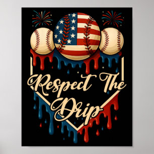 Baseball Ice Cream - dropp 4:e juli - respekt för Poster