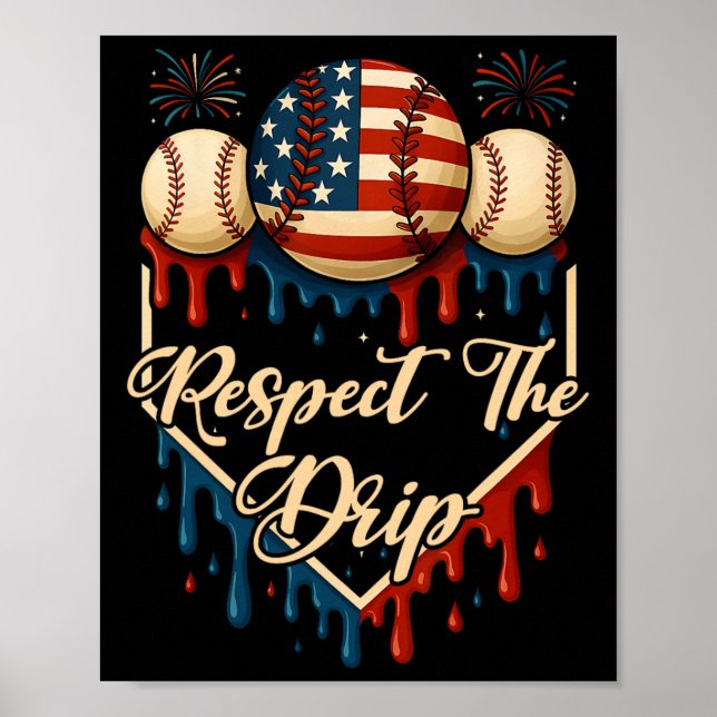 Baseball Ice Cream - dropp 4:e juli - respekt för Poster (Framsidan)