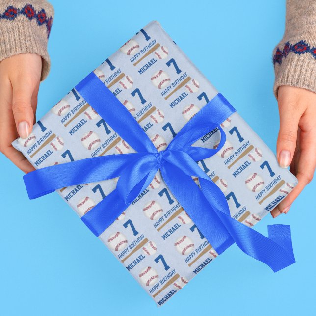 Baseball-idrottens anpassade namn, födelsedag presentpapper (Baseball Sports Custom Name Birthday Wrapping Paper)