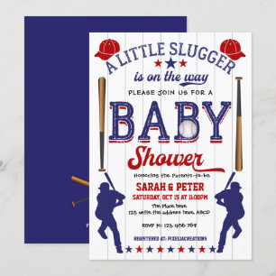 Baseball, idrottstema, par babyskor inbjudningar