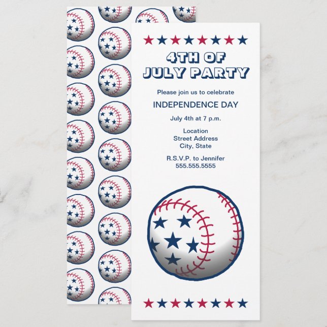 Baseball Independence day Inbjudningar (Fram/baksida)