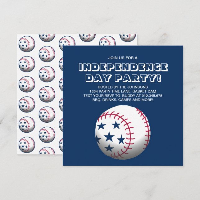 Baseball independence day Party Inbjudningar (Fram/baksida)