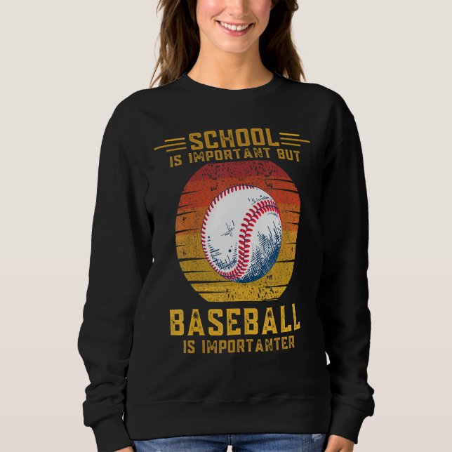 Baseball Is Importanter Than School Sunset Retro S T Shirt (Framsida)