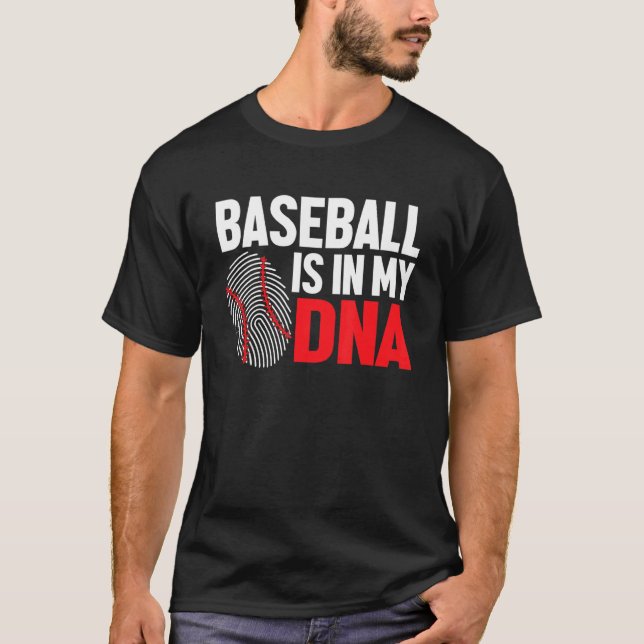 Baseball Is In My DNA Baseball Player T Shirt (Framsida)