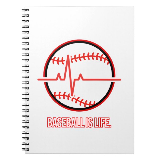 Baseball is Life Heartbeat Pulse Graphic Anteckningsbok (Framsidan)