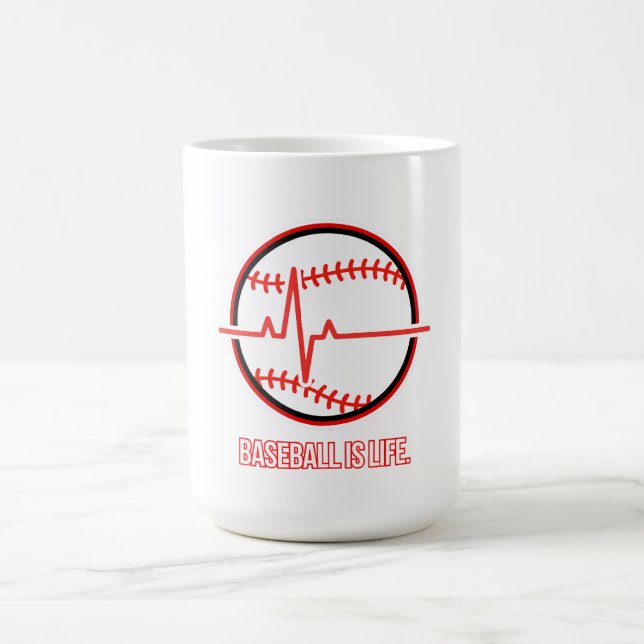 Baseball is Life Heartbeat Pulse Graphic Kaffemugg (Center)