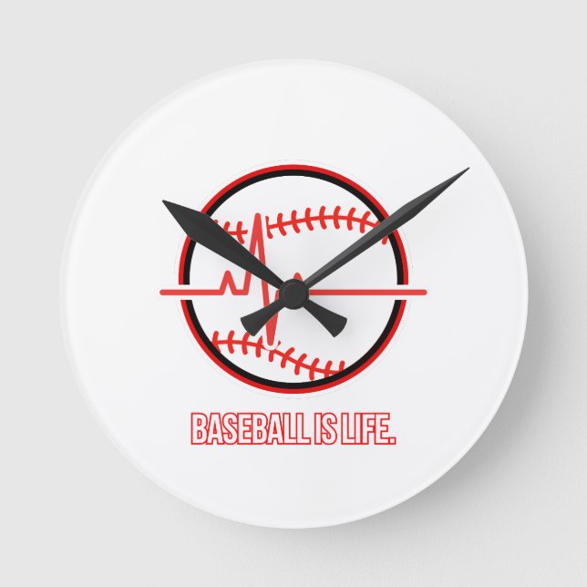Baseball is Life Heartbeat Pulse Graphic Rund Klocka (Framsida)