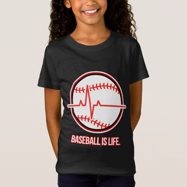 Baseball is Life Heartbeat Pulse Graphic T Shirt (Framsida)