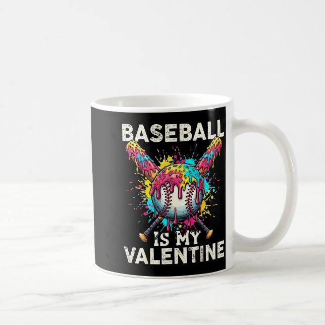 Baseball Is My Valentine Ice Cream Drip Crossed Ba Kaffemugg (Höger)