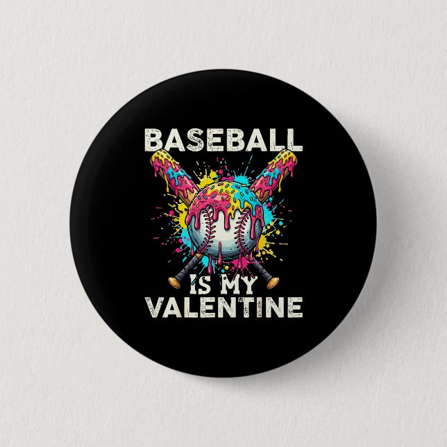 Baseball Is My Valentine Ice Cream Drip Crossed Ba Knapp (Framsida)