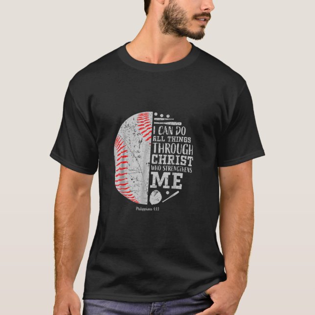 Baseball jag kan göra Sak genom Christian som str T Shirt (Framsida)