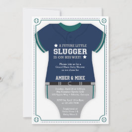 Baseball Jersey Baby Shower, Blue, Grönt Inbjudningar
