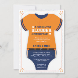 Baseball Jersey Baby Shower, Blue, Orange Inbjudningar