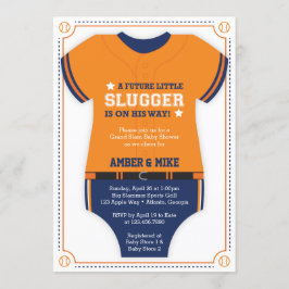 Baseball Jersey Baby Shower, Blue, Orange Inbjudningar