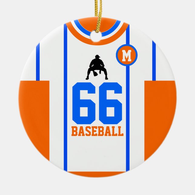 Baseball Jersey Blue Orange Ornament (Framsidan)