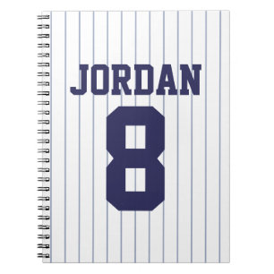 Baseball Jersey med eget namn och nummer Anteckningsbok Med Spiral